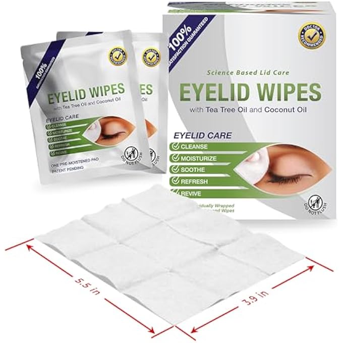 Visual Advantage PREMIUM EYELID WIPES WITH TEA TREE AND COCONUT OIL - CLEANSING WIPES FOR PEOPLE ITCHY EYES - BOX OF 30 NATURAL EYE WIPES - Image 3